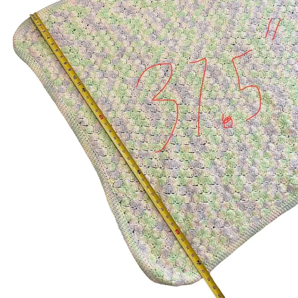 Vintage Crochet Pastel Multicolor Blanket Acrylic Throw Knit Crib Throw‎ Decor